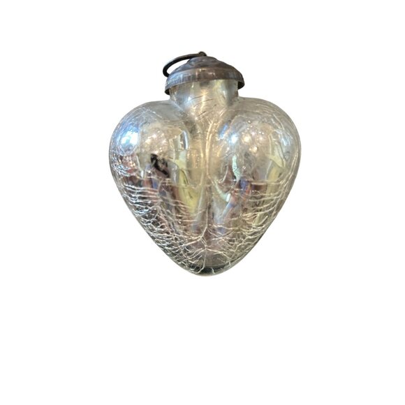 Vintage Kugel? Heart-Shaped Crackled Mercury Glass Ornament 3 inch - Picture 2 of 5